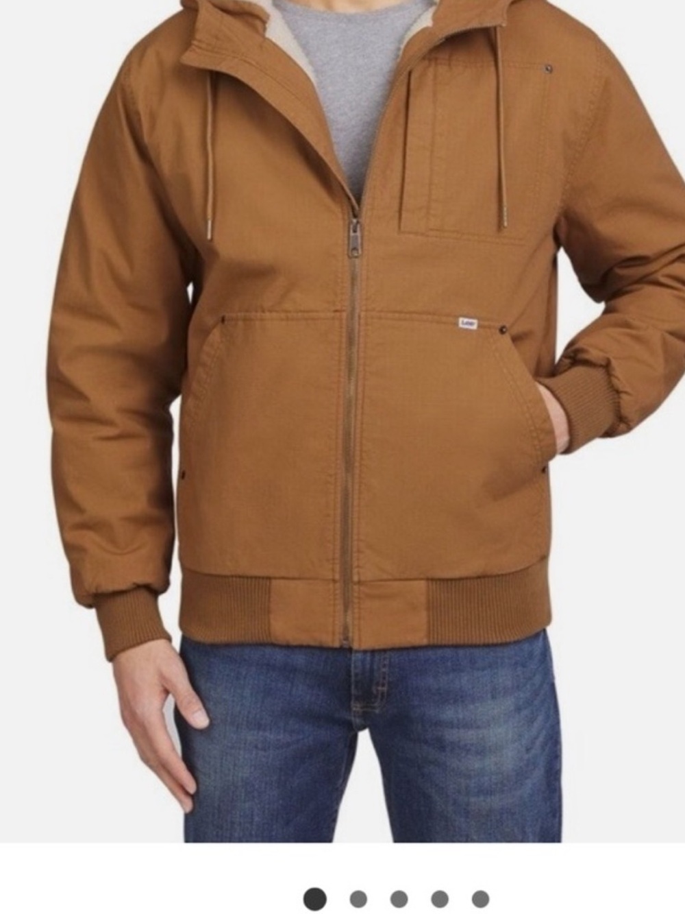 Lee Men's call out Lee Style Hooded Bomber Jacket in Brown